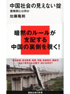 cover image of 中国社会の見えない掟